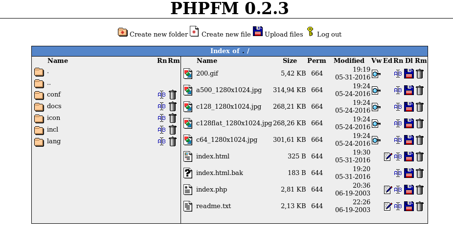 php file manager, a very basic file manager interface