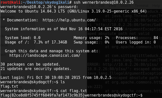 logging in through ssh